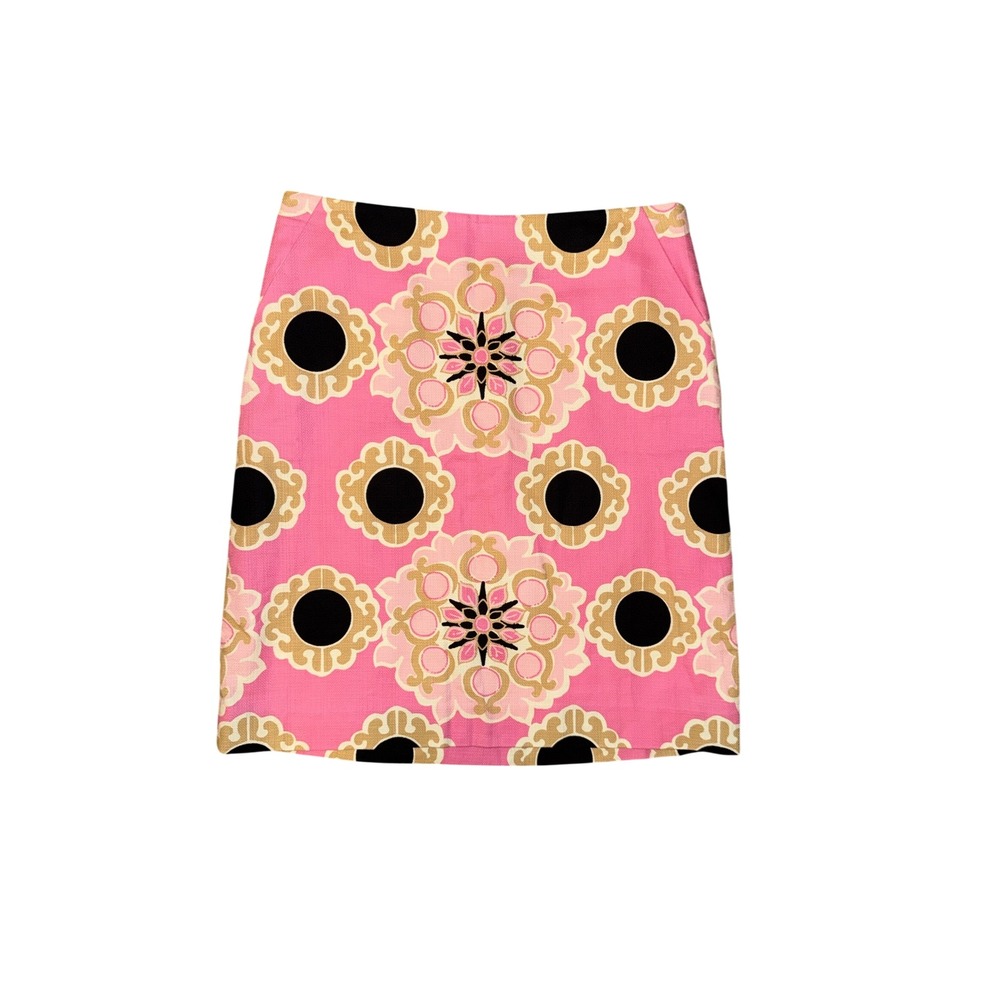 Lilly Pulitzer Skirt Womens 4 Pink Medallion Print Embroidered Mini A-Line